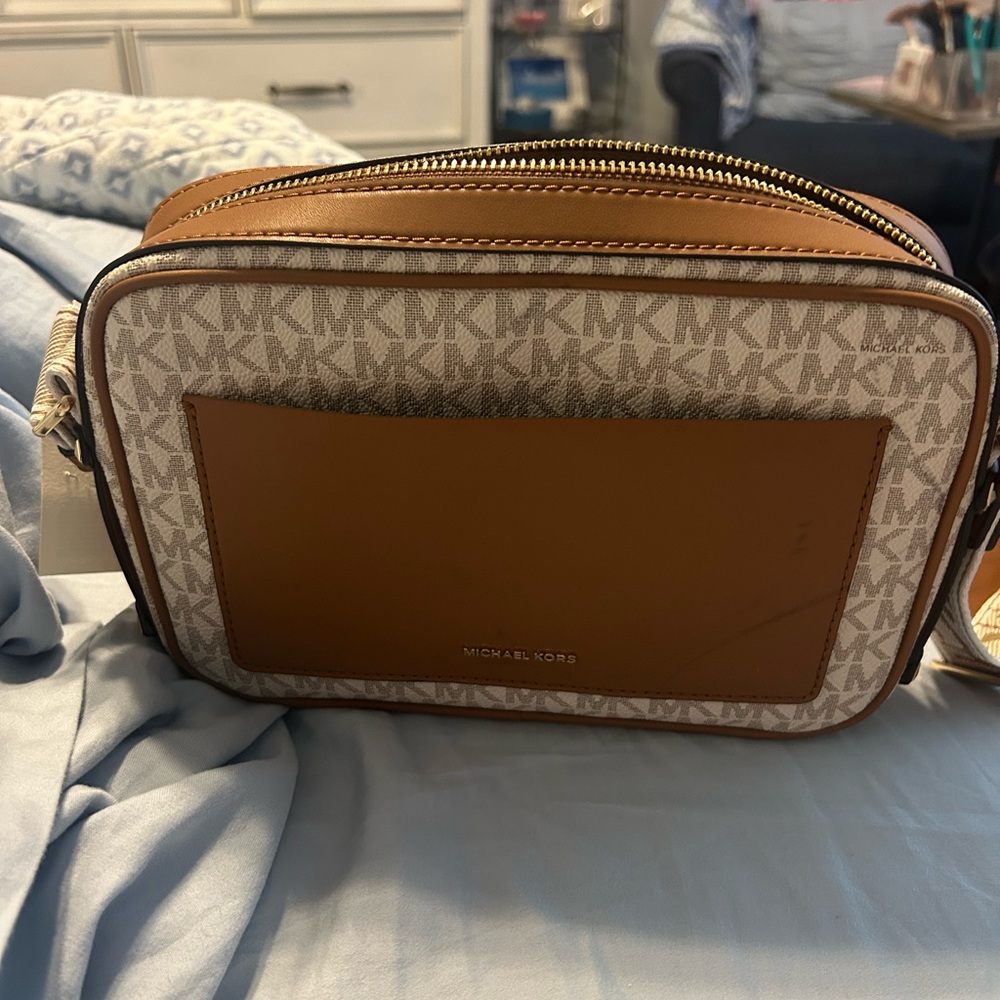 Michael Kors Tan and Cream crossbody bag